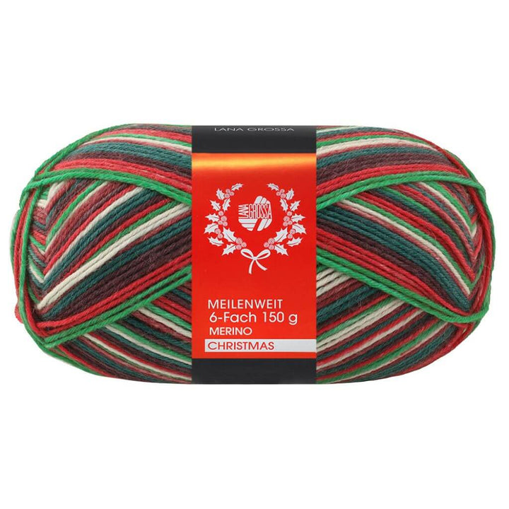 Lana Grossa 630 - Rot/Hellgrün/Weiß/Dunkelrot/-grün Lana Grossa Meilenweit 6-fach Merino Christmas Lieblingsgarn