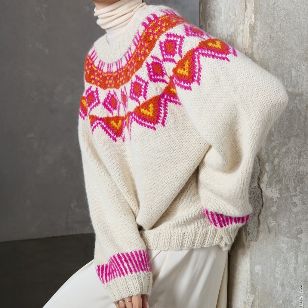 Lana Grossa Pattern Oversized Norweger-Pullover Strickset - Lana Grossa (PDF) Lieblingsgarn