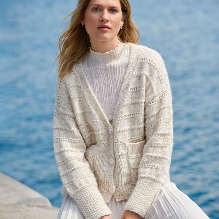 Lana Grossa Cardigan mit Lochmusterstreifen Strickanleitung - Lana Grossa (Heft) Lieblingsgarn