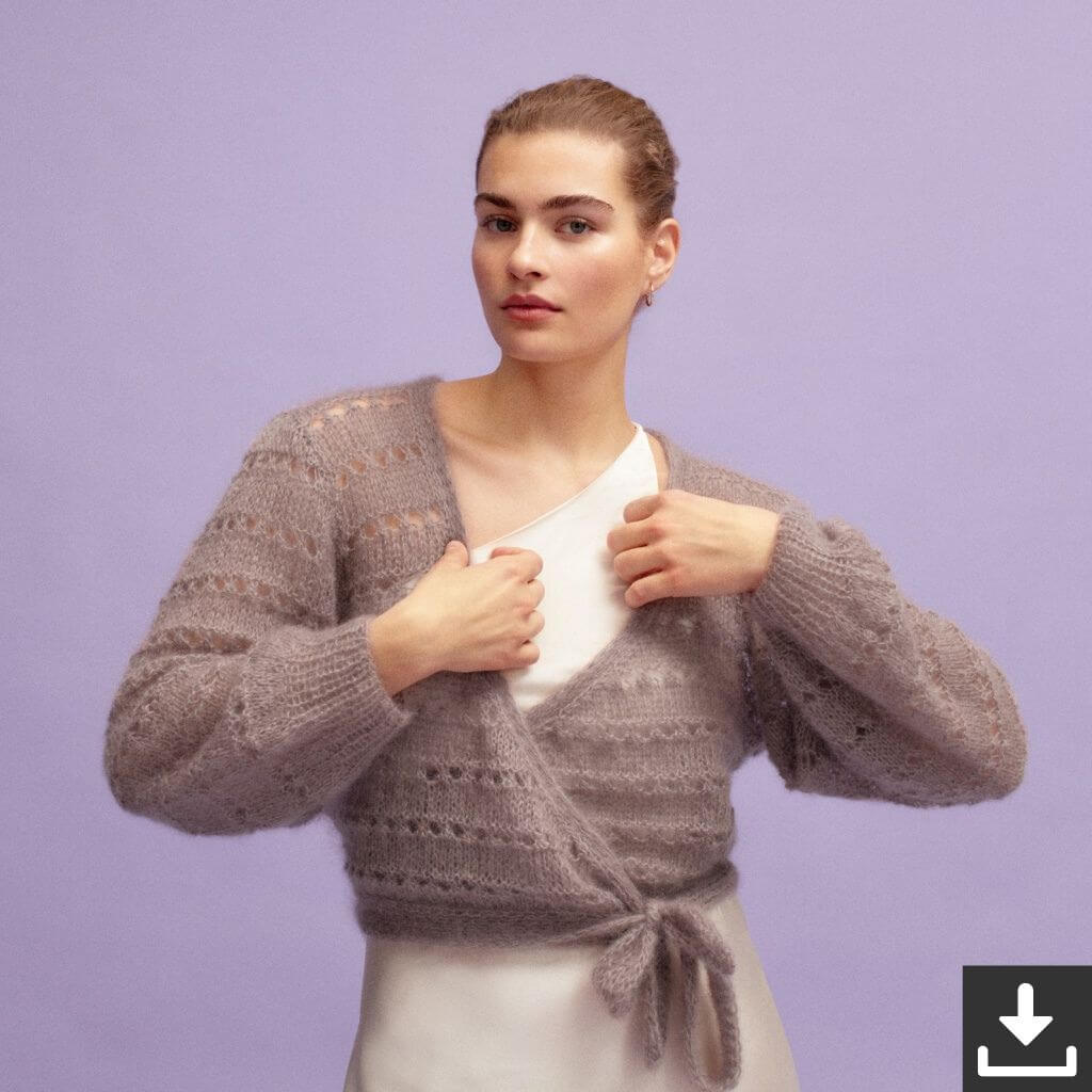 Lana Grossa Pattern Wickeljacke mit Lochmuster Strickset - Lana Grossa (PDF) Lieblingsgarn