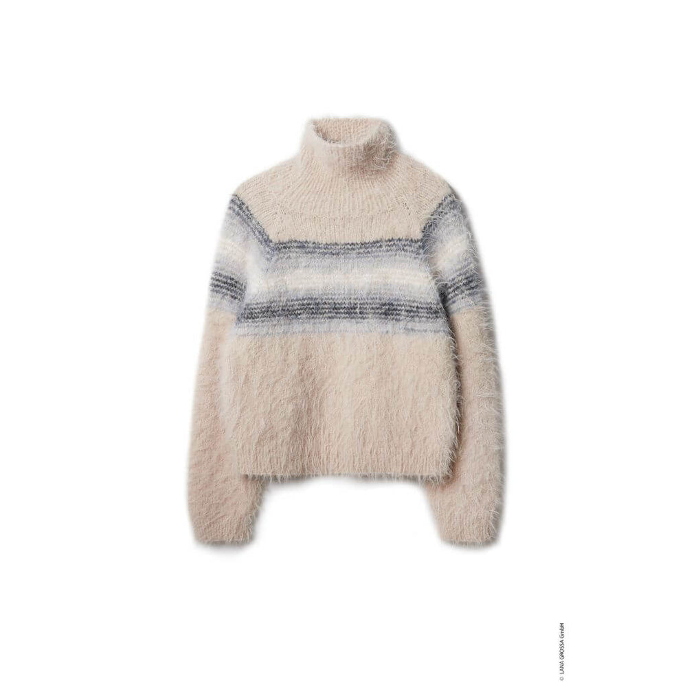 Lana Grossa Raglanpullover mit Streifen Strickanleitung- Lana Grossa (Heft) Lieblingsgarn