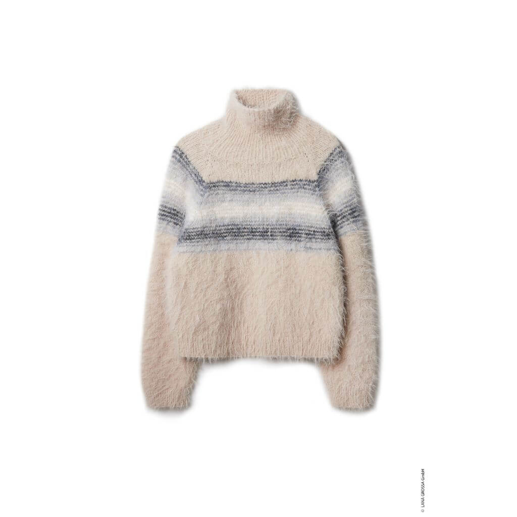 Lana Grossa Raglanpullover mit Streifen Strickanleitung- Lana Grossa (Heft) Lieblingsgarn