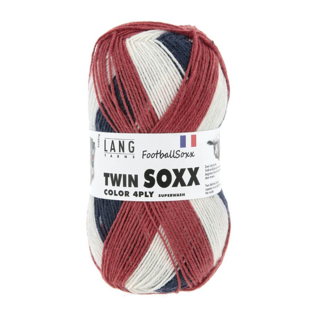 Lang Yarns 597 - Blau/Weiss/Rot 1158 Frankreich Lang Yarns Twin Soxx 4-Fach Lieblingsgarn
