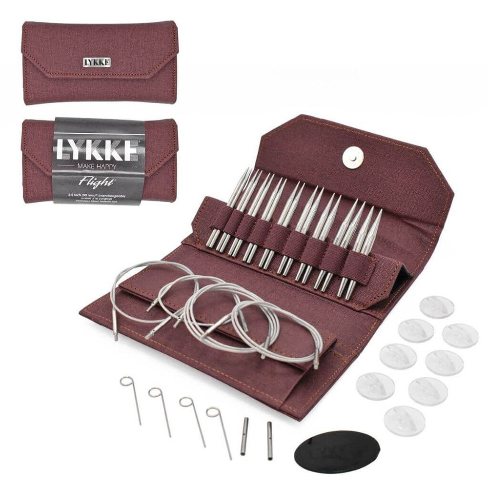 Lykke Needles Maroon / 3,25-6,50 mm Lykke Rundstricknadel Set - Flight Maroon 9 cm Lieblingsgarn
