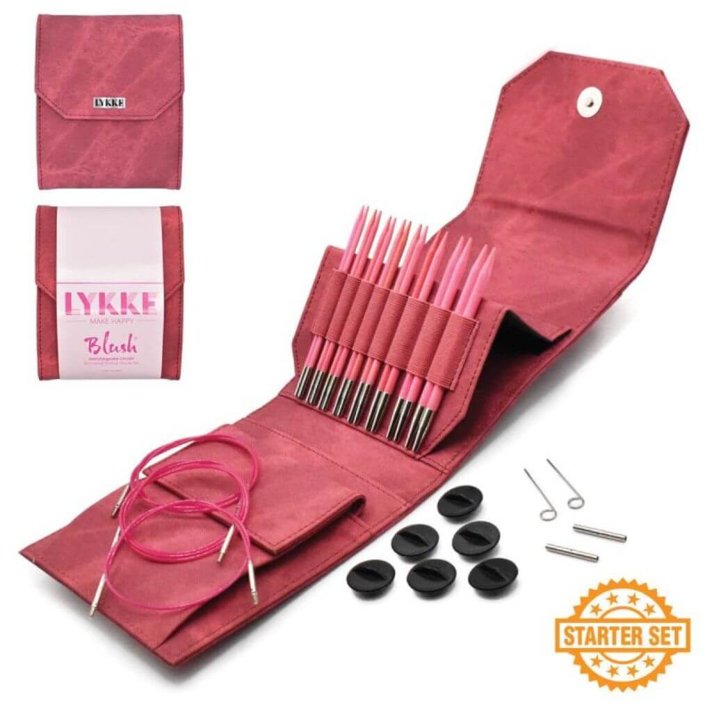 Lykke Needles Lykke Needles Nadelset austauschbare Nadelspitzen Blush Crimson 9 cm 3,25 mm-6,00 mm Lieblingsgarn