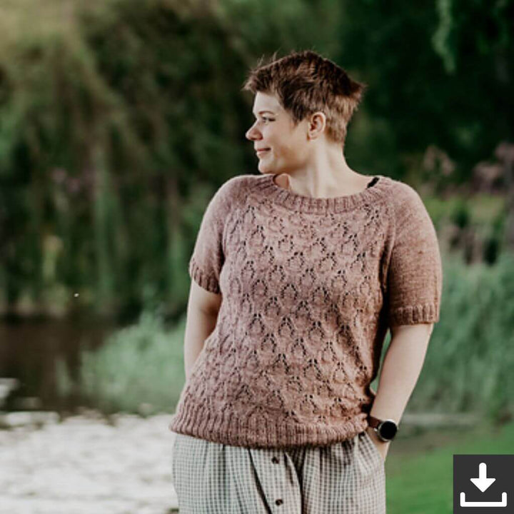 Inga Mallwitz Leichter Sommerpullover Lysande Tee Strickanleitung - Appelbanne Design (PFD) Lieblingsgarn