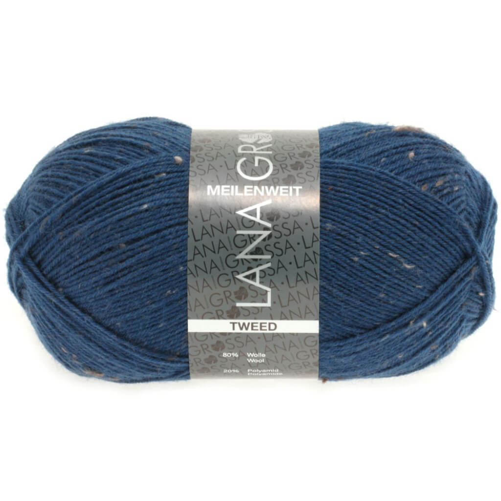 Lana Grossa 128 - dunkles Petrolblau Lana Grossa Meilenweit 100 Tweed Lieblingsgarn