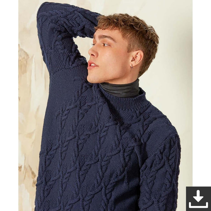 Lang Yarns Pattern Herren Pullover mit Zopfstrickmuster Strickanleitung - Lang Yarns (PDF) Lieblingsgarn