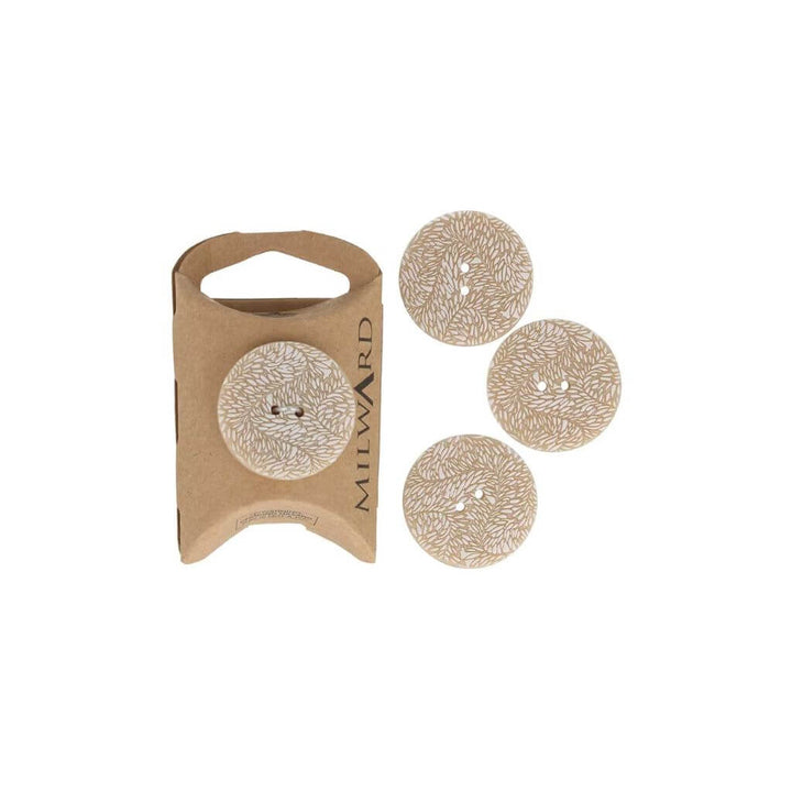 Milward Knopf 2-Loch Blätter 28mm weiß-beige 4 Stk.