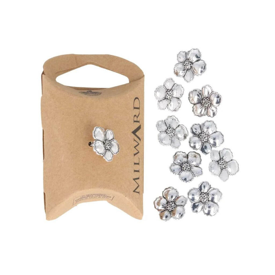 Milward Milward Knopf Blume Antik 15mm silber - 10Stk Lieblingsgarn