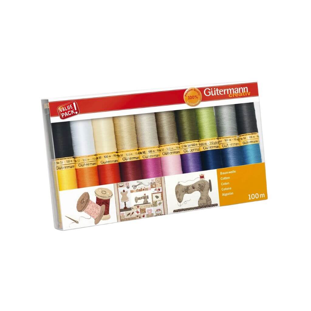 Gütermann Gütermann Nähfaden-Set Baumwolle C Ne 50 - 20 Farben Lieblingsgarn