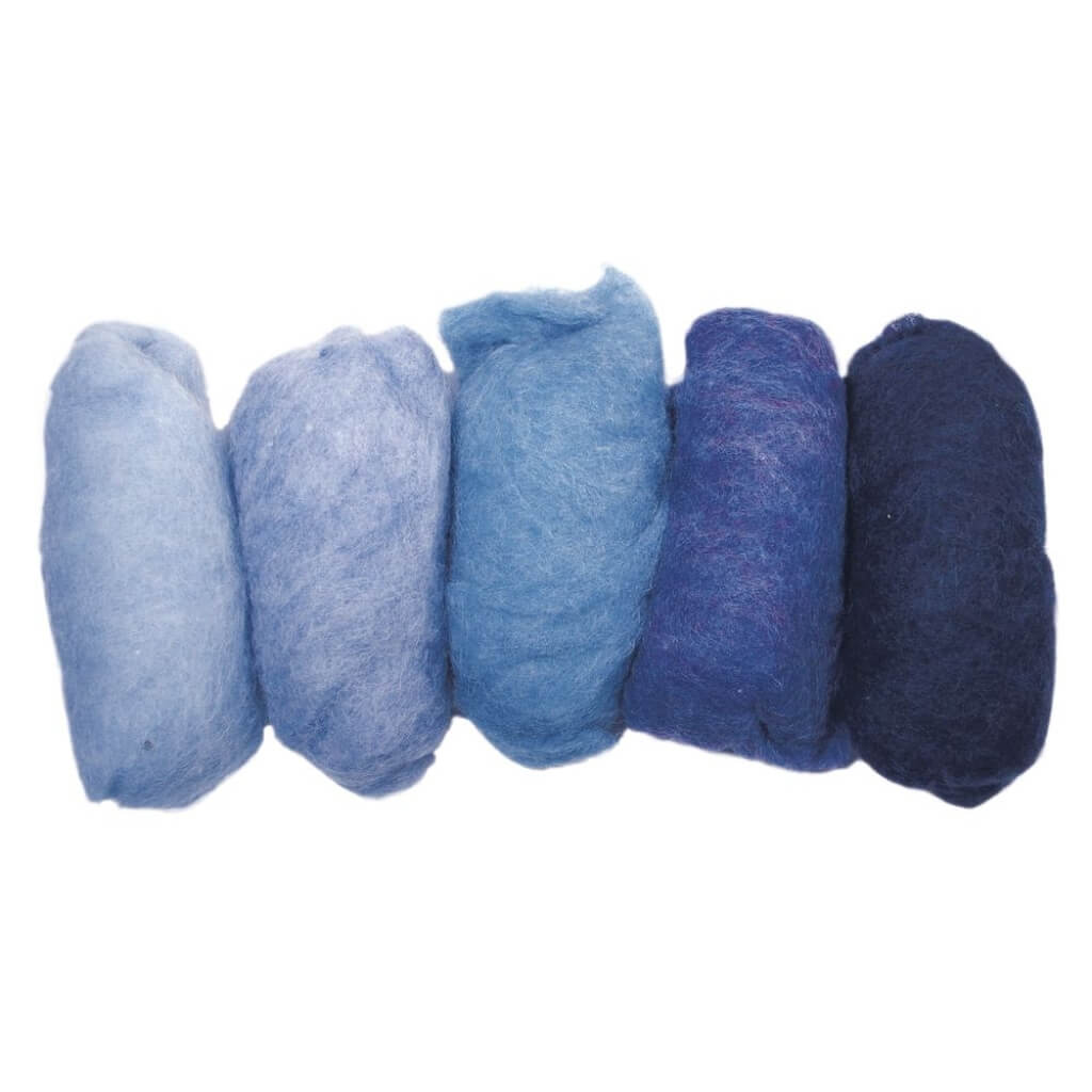 Rayher Blau-Töne Rayher Schurwolle zum Trockenfilzen 5 Farben Lieblingsgarn
