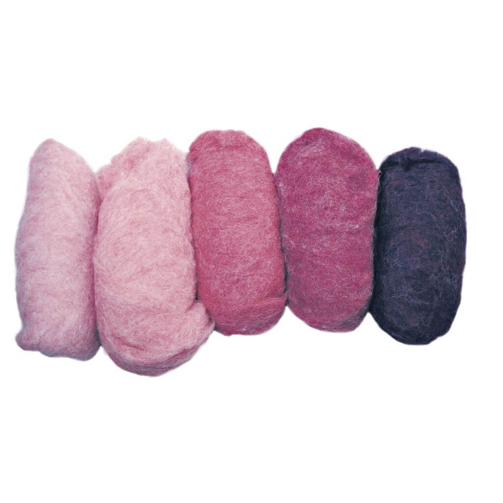 Rayher Rosa-Töne Rayher Schurwolle zum Trockenfilzen 5 Farben Lieblingsgarn
