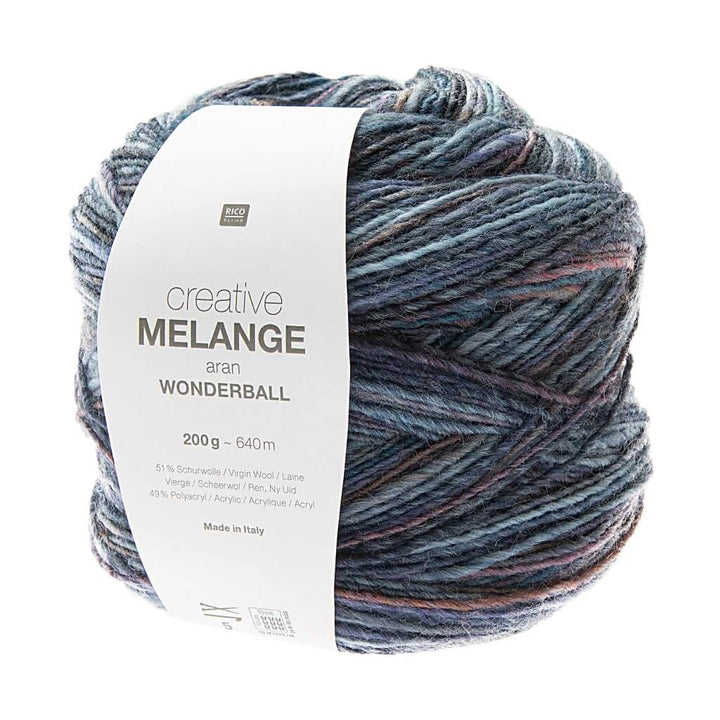 Rico Design 007 - Lila-Petrol Rico Design Creative Melange Aran Wonderball 200g Lieblingsgarn