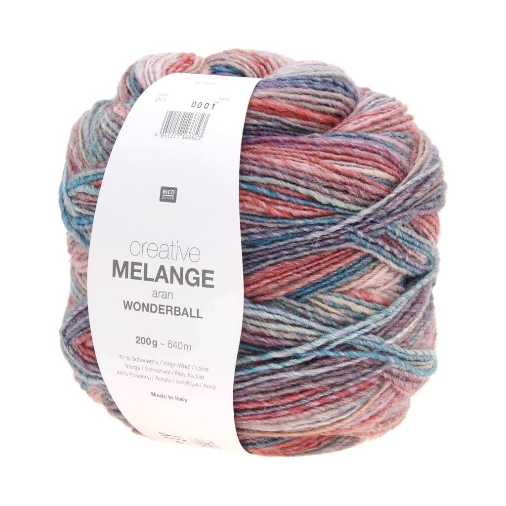 Rico Design 011 - Mauve-Efeu Rico Design Creative Melange Aran Wonderball 200g Lieblingsgarn