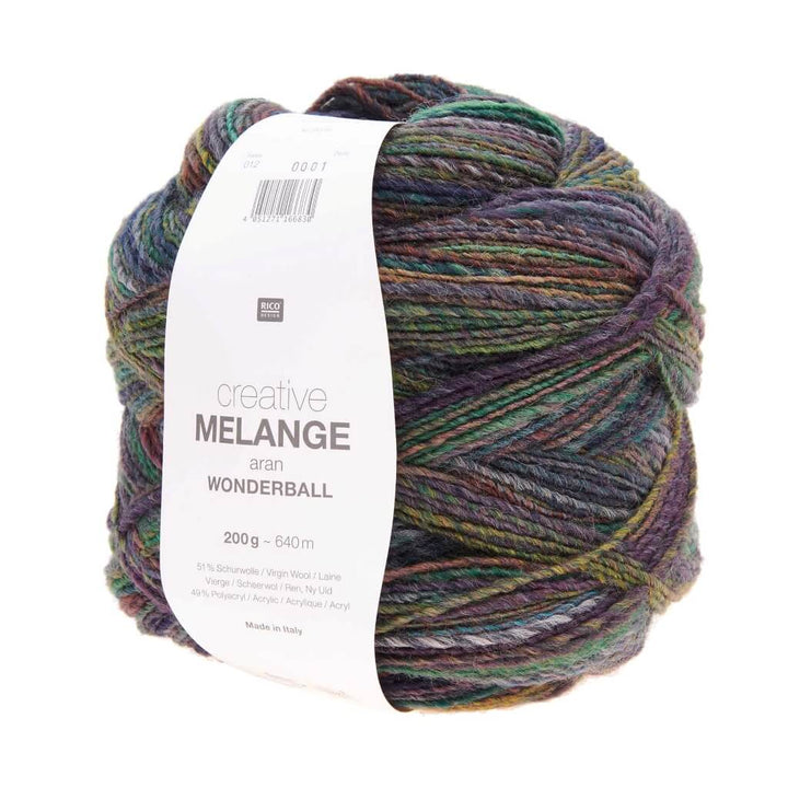 Rico Design 012 - Blau-Grün Rico Design Creative Melange Aran Wonderball 200g Lieblingsgarn