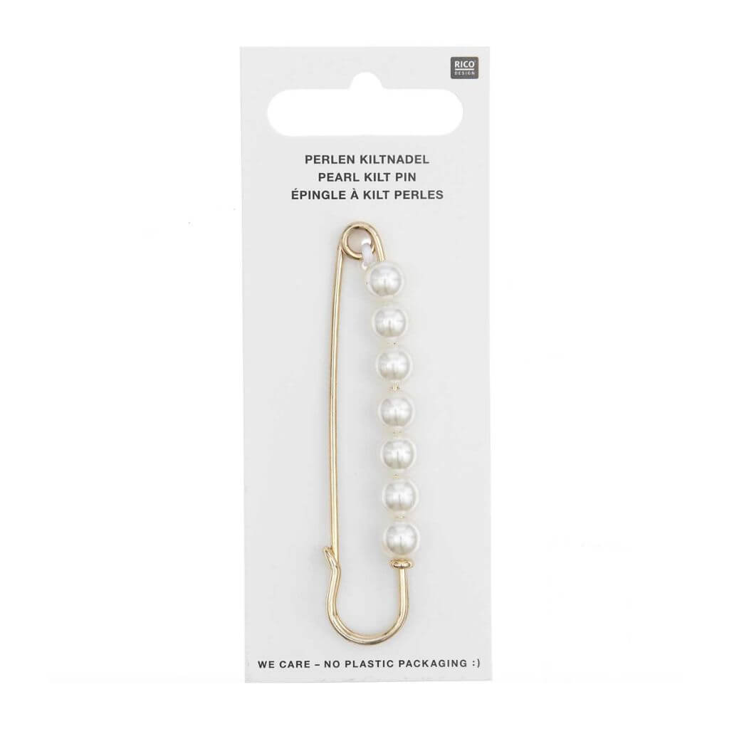 Rico Design Gold Rico Design Kiltnadel mit Perlen, 76 x 18 mm Lieblingsgarn