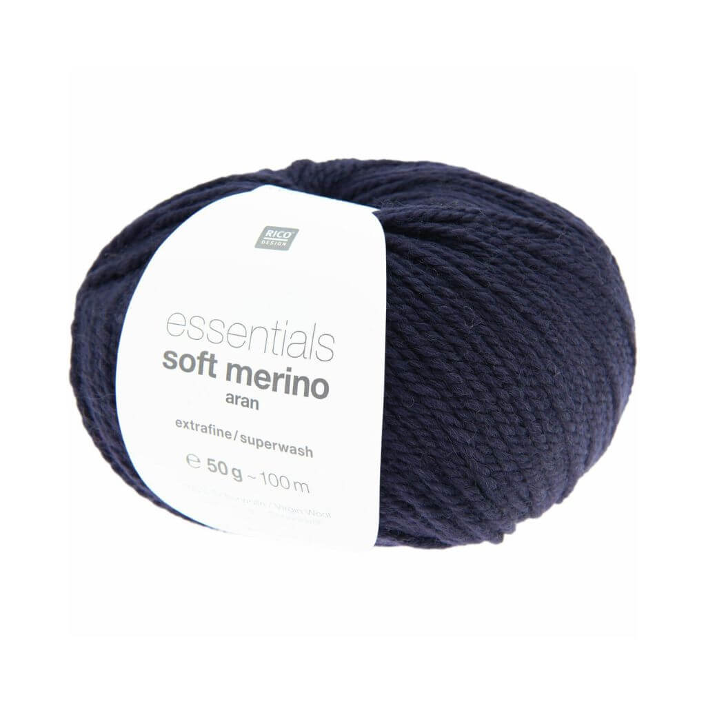 Rico Design 039 - Nachtblau Rico Design Essentials Soft Merino Aran - 50g Lieblingsgarn