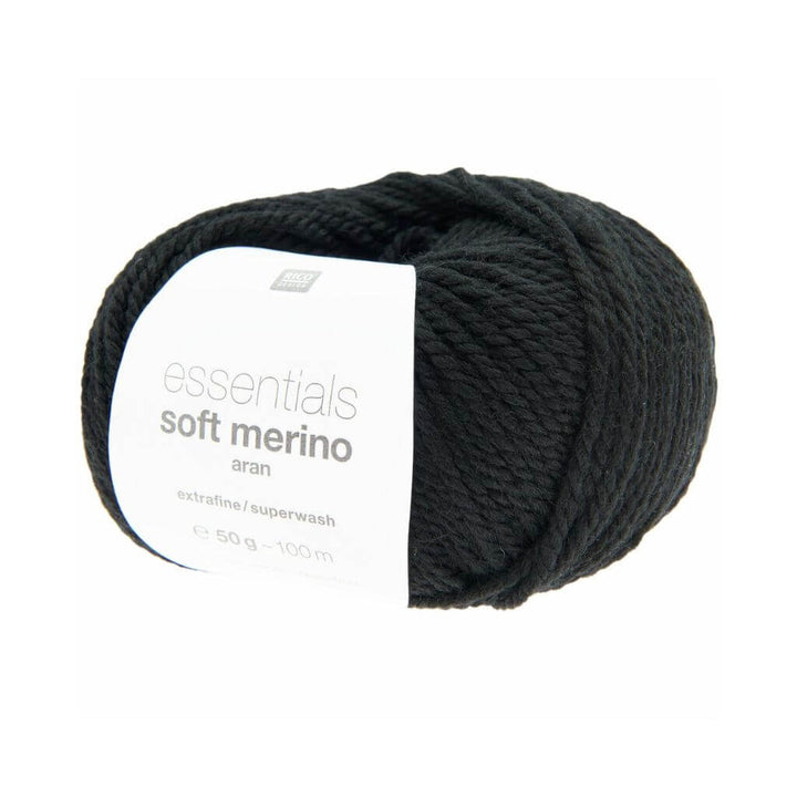 Rico Design 090 - Schwarz Rico Design Essentials Soft Merino Aran - 50g Lieblingsgarn