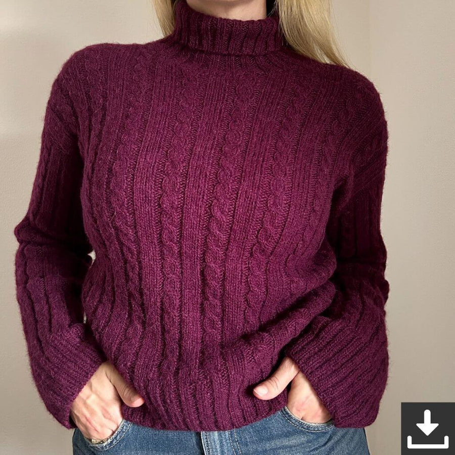 Rita Koch Burgundy Sweater Pullover mit Zopfmuster Strickanleitung - Rita Koch (PDF) Lieblingsgarn