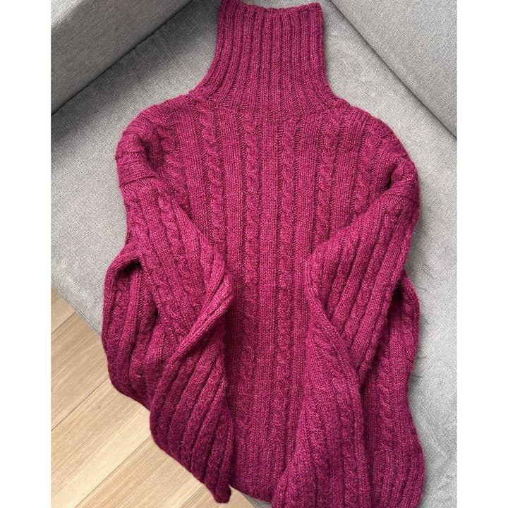 Rita Koch Burgundy Sweater Pullover mit Zopfmuster Strickanleitung - Rita Koch (PDF) Lieblingsgarn