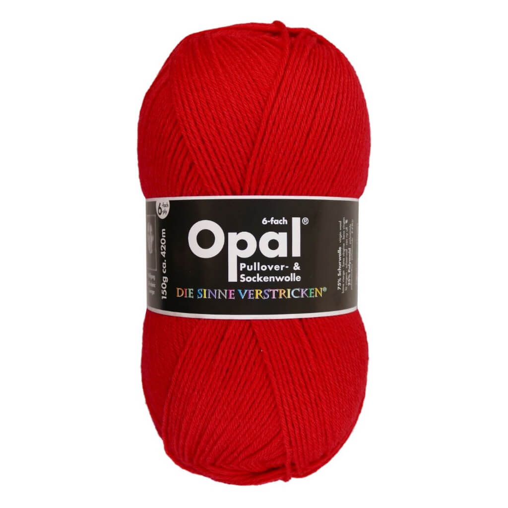 Opal 7900 - Rot Opal Sockenwolle Uni 6-fach 150g Lieblingsgarn