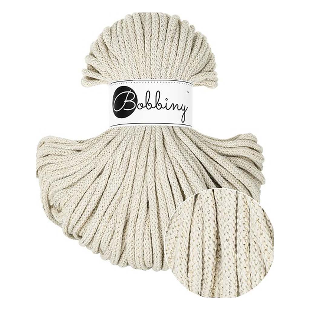 Bobbiny Premium Kordel 5 mm x 50 m, Farbe Shiny Cashmere Beige – Baumwolle bei Lieblingsgarn
