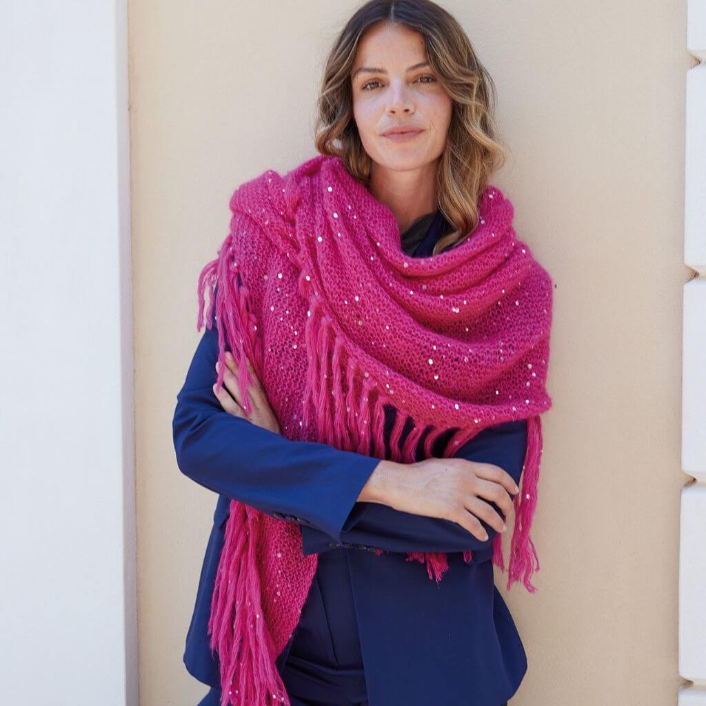 Katia Stola aus Silky Mohair Pailletes Strickanleitung – Produktansicht bei bei Lieblingsgarn