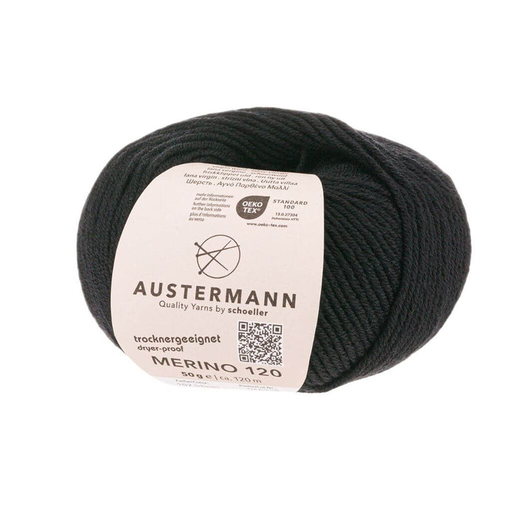 Austermann Merino 120, Farbe 102 Schwarz – Merino und Schurwolle bei Lieblingsgarn