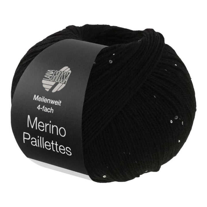Lana Grossa Merino Paillettes, Farbe 2310 Schwarz – Merino, Schurwolle und Synthetik bei Lieblingsgarn