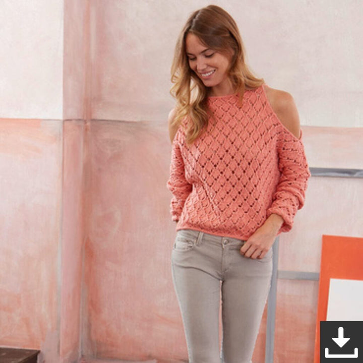 Schachenmayr Pattern Shirt mit offenem Rücken Strickset - Schachenmayr (PDF) Lieblingsgarn