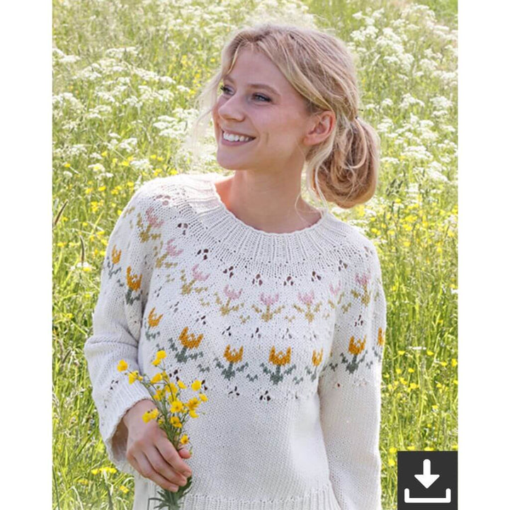 Drops Design Pattern Damen Pullover Spring Messenger Strickset - Drops (PDF) Lieblingsgarn