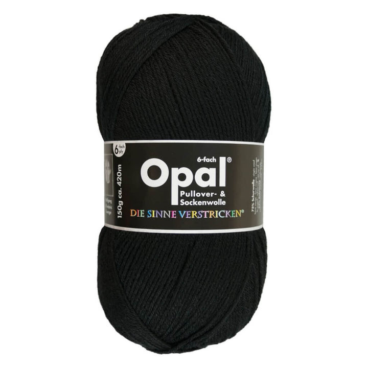 Opal 5306 - Tiefschwarz Opal Sockenwolle Uni 6-fach 150g Lieblingsgarn