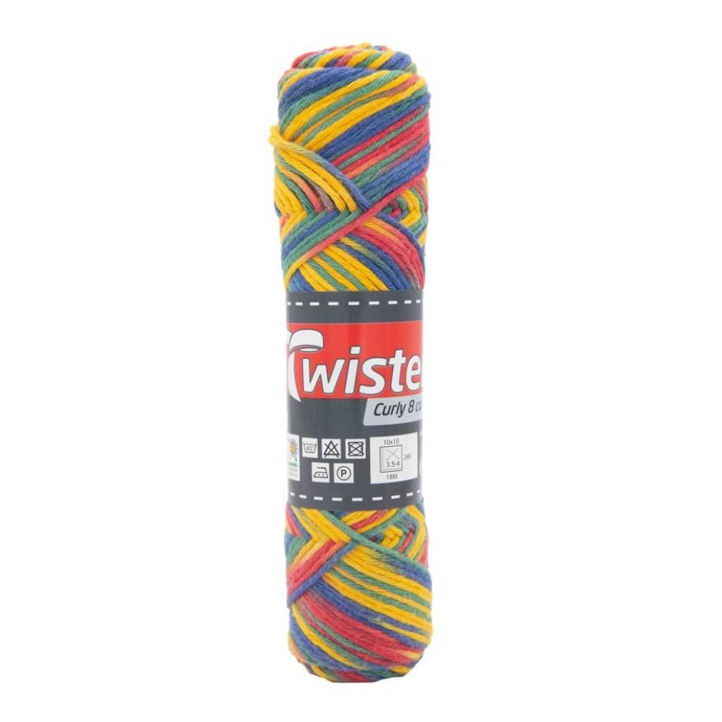 Twister 100 - Gelb/Rot/Royal/Grün Twister Curly 8F Color 50g Lieblingsgarn