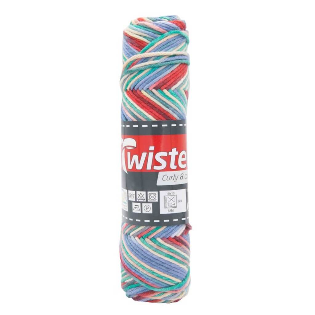 Twister 111 - Blau/Grün/Rot Twister Curly 8F Color 50g Lieblingsgarn