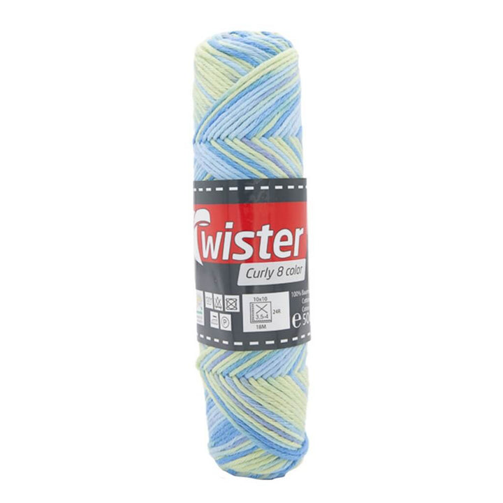 Twister 112 - Blau/grün/Türkis Twister Curly 8F Color 50g Lieblingsgarn