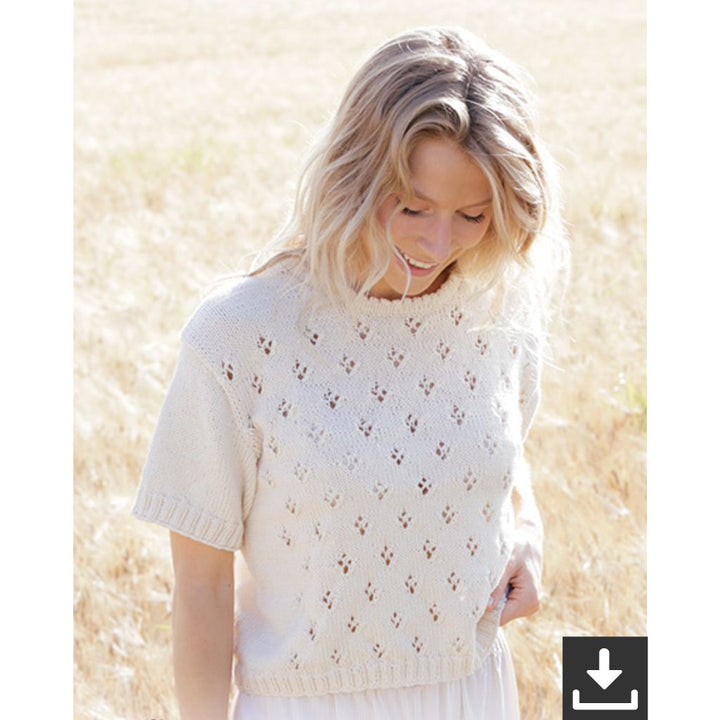 Drops Design Pattern Damen Top White Spring Strickset - Drops (PDF) Lieblingsgarn