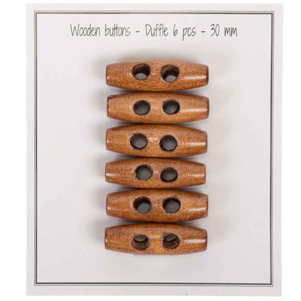 Go handmade Wooden buttons duffle, 30mm, set of 6 pcs.