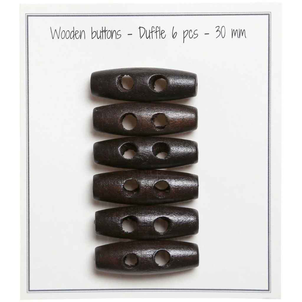Go handmade Wooden buttons duffle, 30mm, set of 6 pcs.