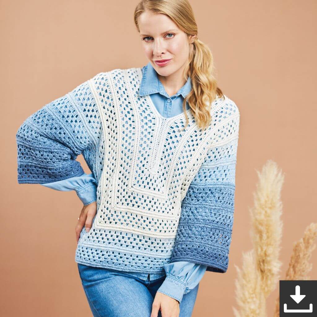 Woolly Hugs Pattern Damenpullover Sky-Line Häkelanleitung - Woolly Hugs (PDF) Lieblingsgarn