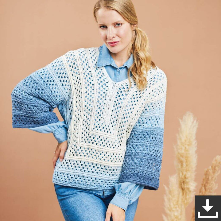 Woolly Hugs Pattern Damenpullover Sky-Line Häkelanleitung - Woolly Hugs (PDF) Lieblingsgarn
