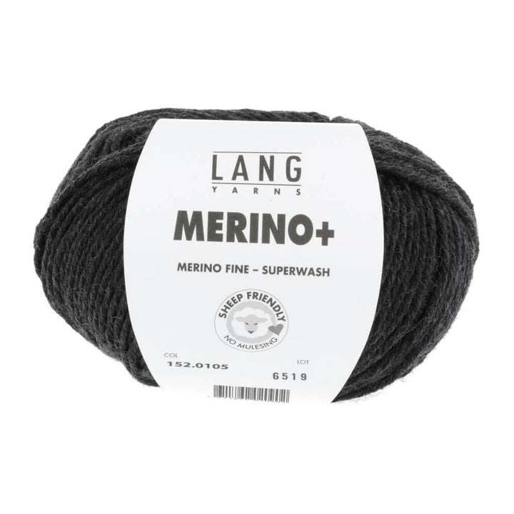Lang Yarns Merino+ - 50g 152.0105 - Anthrazit Mélange Lieblingsgarn