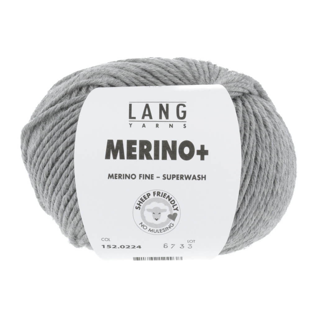 Lang Yarns Merino+ - 50g 152.0224 - Grau Mélange Lieblingsgarn