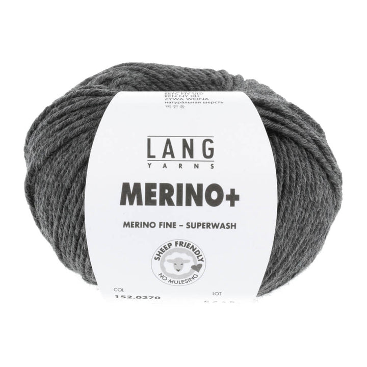 Lang Yarns Merino+ - 50g 152.0270 - Dunkelgrau Mélange Lieblingsgarn
