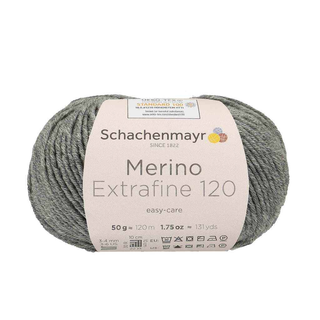 Schachenmayr Merino Extrafine 120 - Merinogarn 192 - Mittelgrau Meliert Lieblingsgarn