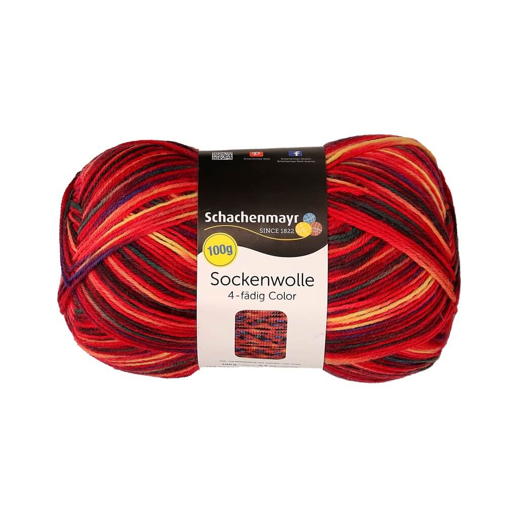 Schachenmayr Sockenwolle Color 100g 185 - Rot Color Lieblingsgarn