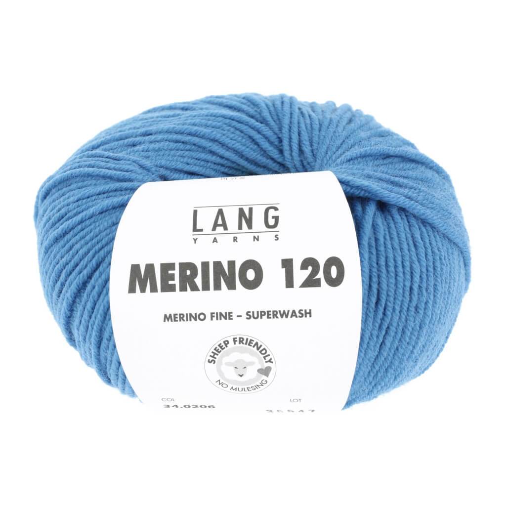 Lang Yarns Merino 120 - 50g 34.0206 - Mittelblau Lieblingsgarn