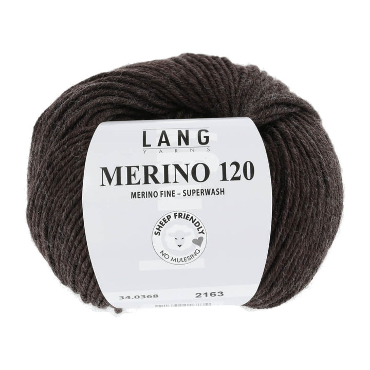 Lang Yarns Merino 120 - 50g 34.0368 - Dunkelbraun Mélange Lieblingsgarn