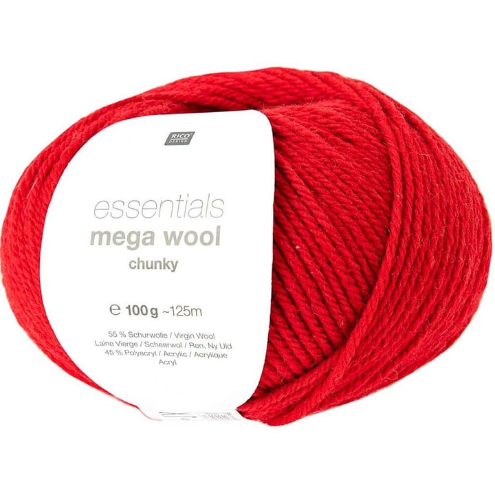 Rico Design Essentials Mega Wool Chunky 100g 009 - Rot Lieblingsgarn