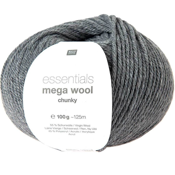 Rico Design Essentials Mega Wool Chunky 100g 014 - Grau Lieblingsgarn
